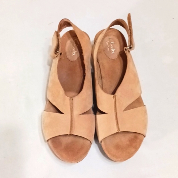 Clarks Artisan Casilyn Lizzie Nubuck Platform Wedge Sling Back Open Toe … - Picture 2 of 9